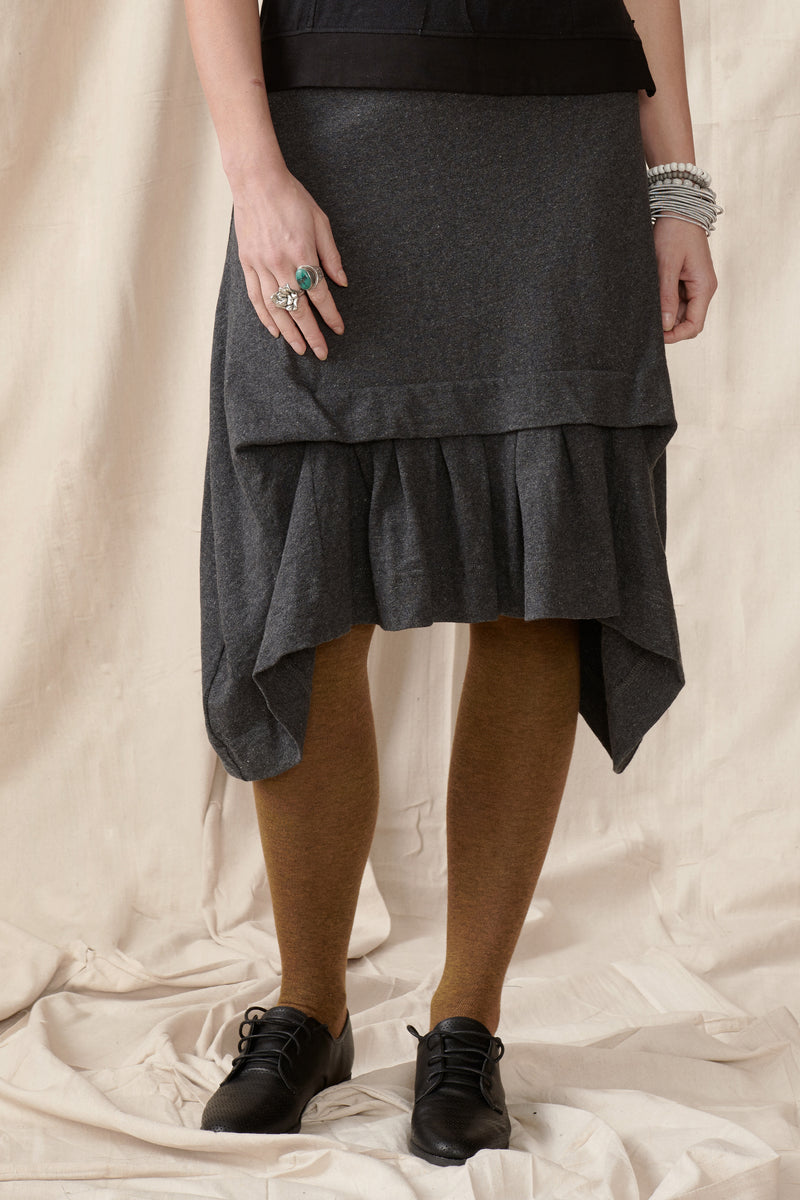 Front of skirt showing tuck and pleats