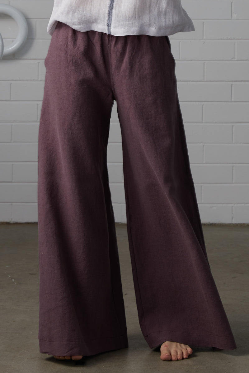 Maple Pants - Linen (Aubergine)
