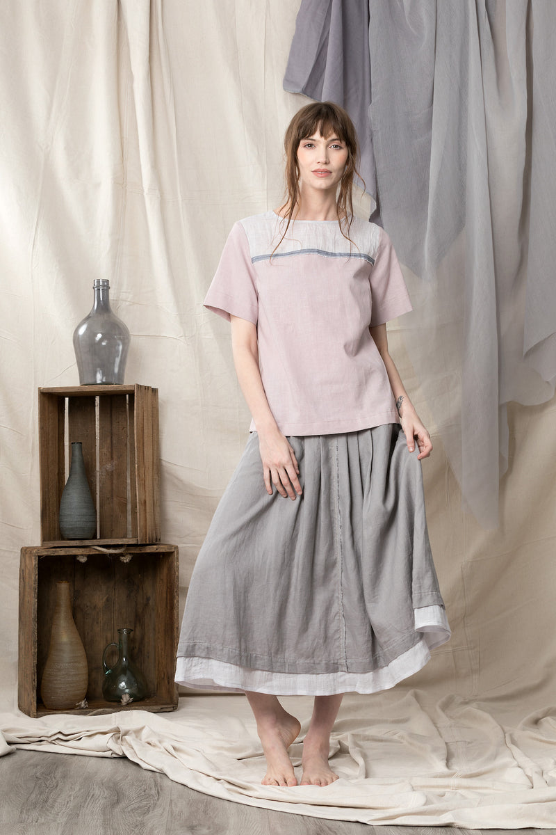 Mushroom colour pure linen trans-seasonal skirt 